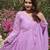Faux blooming purple kali cut suit with sequins thread embroidery, stitched pants & dupatta set