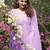 Faux blooming purple kali cut suit with sequins thread embroidery, stitched pants & dupatta set