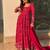 Dark pink faux blooming kali cut suit with heavy sequins thread embroidery, full stitched pant & dupatta set