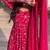 Dark pink faux blooming kali cut suit with heavy sequins thread embroidery, full stitched pant & dupatta set