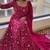 Dark pink faux blooming kali cut suit with heavy sequins thread embroidery, full stitched pant & dupatta set