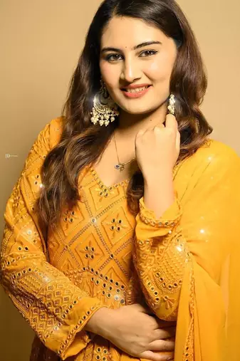 Faux blooming mustard yellow kali cut suit with sequins thread embroidery, stitched pants & dupatta set