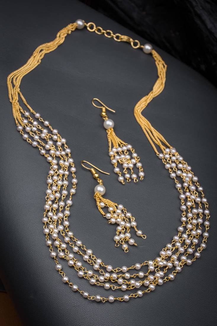Antique 5 layered pearl mala set