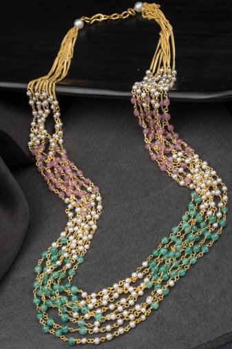 Antique 8 layered multicolored pearl mala