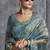 Turquoise silk embroidered wedding wear saree