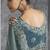 Turquoise silk embroidered wedding wear saree