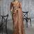brown embroidered wedding wear saree