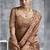 brown embroidered wedding wear saree