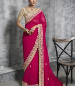 Red silk embroidered wedding wear saree