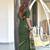 dark green soft cotton printed fancy saree with blouse