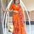 orange soft cotton printed fancy saree with blouse