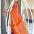orange soft cotton printed fancy saree with blouse