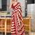 red soft cotton printed fancy saree with blouse