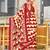red soft cotton printed fancy saree with blouse