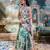 Ivory floral printed georgette saree