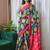 teal blue mulmul cotton printed fancy saree with blouse