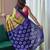 navy blue mulmul cotton printed fancy saree with blouse
