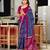 blue mulmul cotton printed fancy saree with blouse