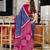 blue mulmul cotton printed fancy saree with blouse