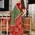 green mulmul cotton printed fancy saree with blouse
