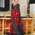 red mulmul cotton printed fancy saree with blouse