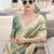 Pista & beige cotton linen silk golden weaving office wear saree