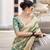 Pista & beige cotton linen silk golden weaving office wear saree