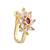 Gold plated floral shaped cubic zirconia american diamond clip on non piercing pressing type nose pin, stud for women