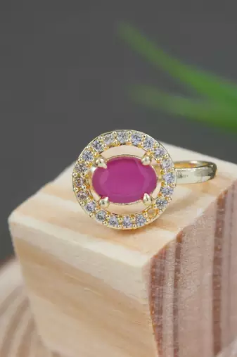 Gold plated clip on non piercing pressing type stone nose pin, nose ring stud for women 