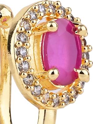 Gold plated clip on non piercing pressing type stone nose pin, nose ring stud for women  4