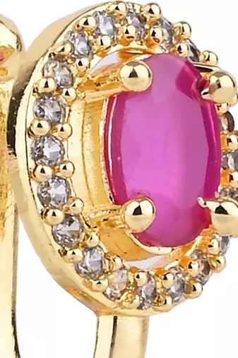 Gold plated clip on non piercing pressing type stone nose pin, nose ring stud for women 