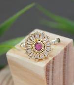 Gold plated clip on non piercing pressing type stone nose pin, stud for women 