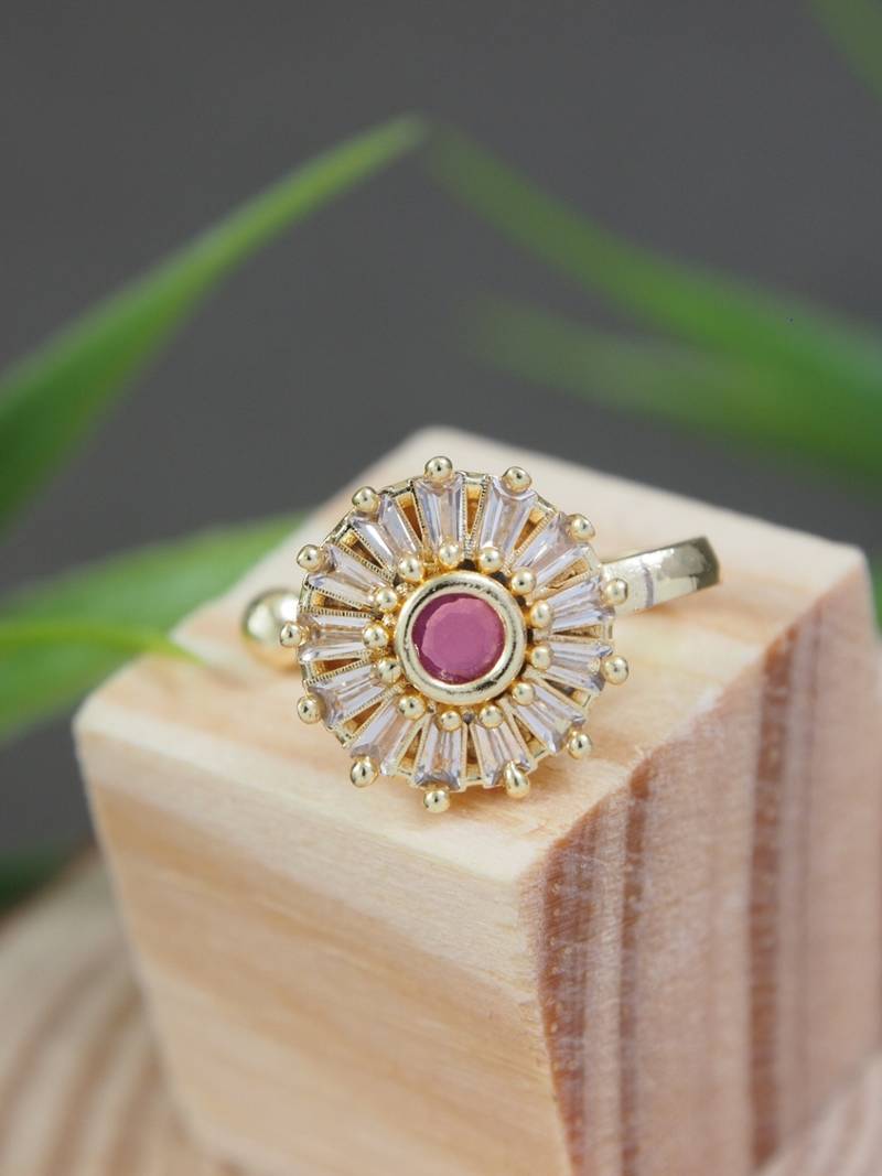 Gold plated clip on non piercing pressing type stone nose pin, stud for women 