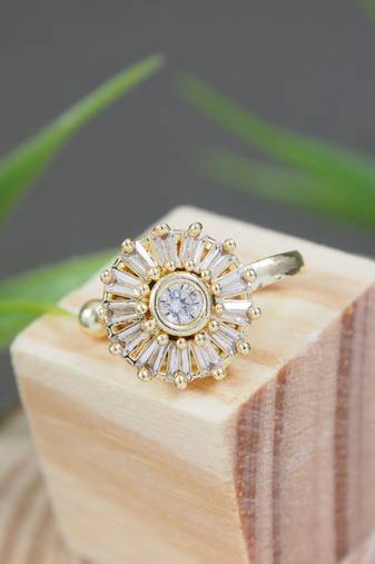 Gold plated clip on non piercing pressing type stone nose pin, stud for women 