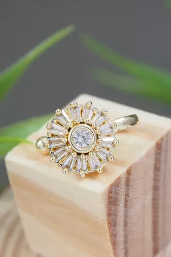 Gold plated clip on non piercing pressing type stone nose pin, stud for women 