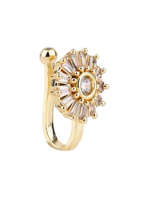 Gold plated clip on non piercing pressing type stone nose pin, stud for women  2