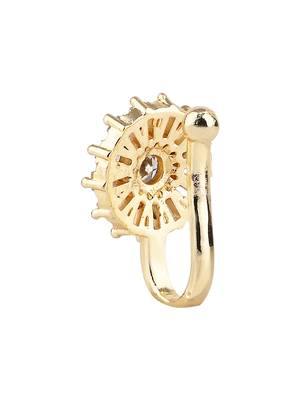 Gold plated clip on non piercing pressing type stone nose pin, stud for women  3