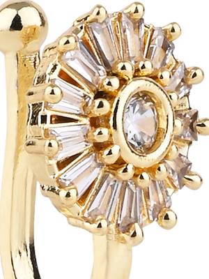 Gold plated clip on non piercing pressing type stone nose pin, stud for women  4