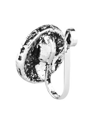 Navratri ethnic silver plated clip on non piercing pressing type nose pin, nose ring stud for women  3