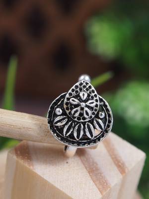 Navratri ethnic silver plated clip on non piercing pressing type nose pin, nose ring stud for women  2