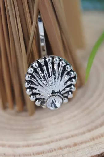 Navratri ethnic silver plated clip on non piercing pressing type nose pin, nose ring stud for women 