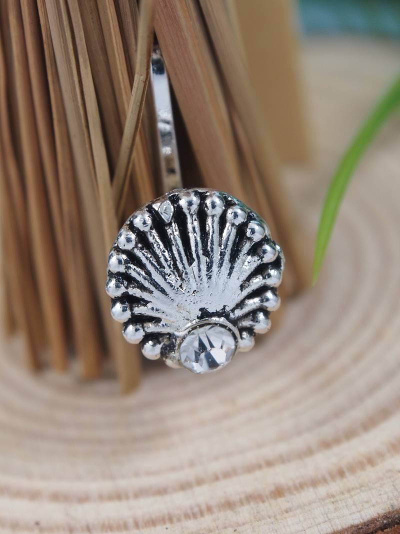 Navratri ethnic silver plated clip on non piercing pressing type nose pin, nose ring stud for women 