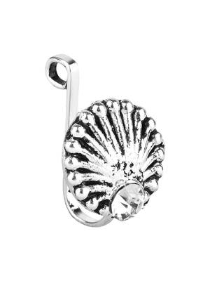 Navratri ethnic silver plated clip on non piercing pressing type nose pin, nose ring stud for women  2