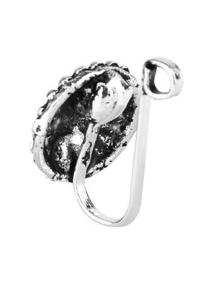 Navratri ethnic silver plated clip on non piercing pressing type nose pin, nose ring stud for women  3