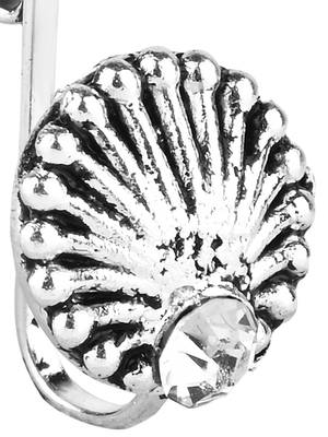 Navratri ethnic silver plated clip on non piercing pressing type nose pin, nose ring stud for women  4