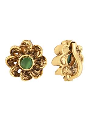 Gold plated traditional clip on nose pin without piercing for women and girls 1