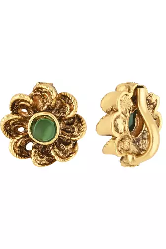 Gold plated traditional clip on nose pin without piercing for women and girls