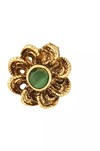 Gold plated traditional clip on nose pin without piercing for women and girls