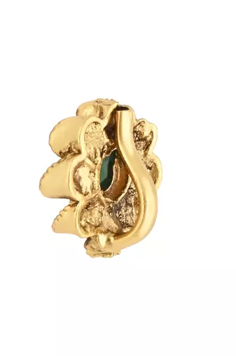 Gold plated traditional clip on nose pin without piercing for women and girls