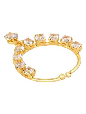 Gold plated drop cz american diamond non-piercing screw press nose ring for women  1